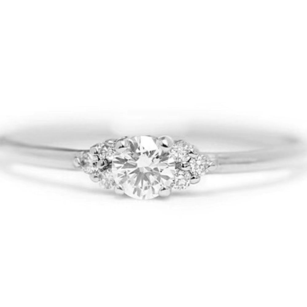 Dainty Silver Diamond Ring